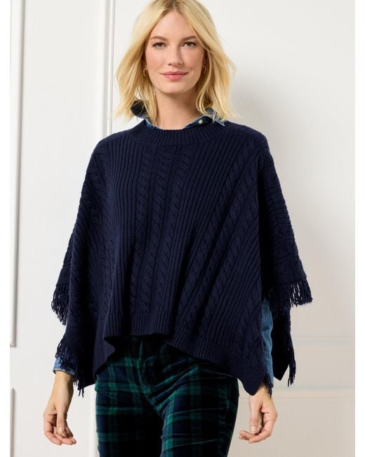 Talbots Blue Cable Knit Poncho