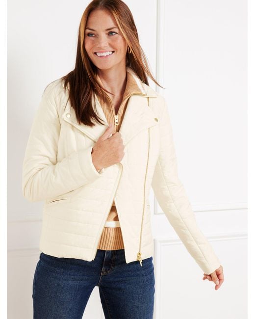 Talbots Natural Quilted Moto Jacket
