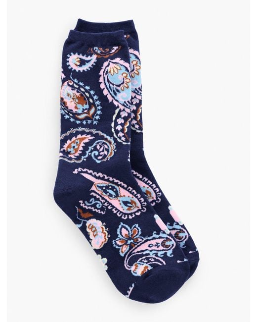 Talbots Blue Piccadilly Paisley Trouser Socks