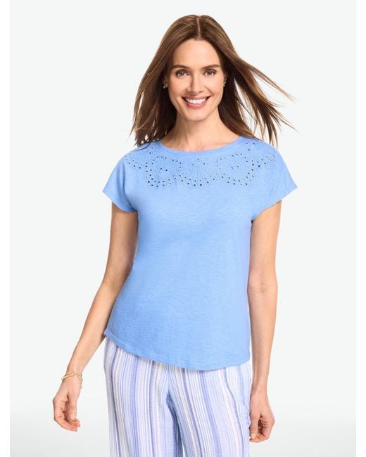 Talbots Blue Eyelet Seashell T-shirt