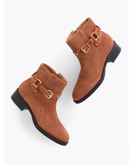 Talbots White Waverly Studs Suede Ankle Boots