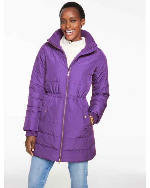 Talbots Purple Cable Knit Quilted Jacket