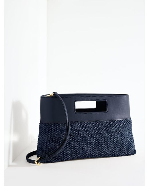 Talbots Blue Rectangular Raffia Clutch
