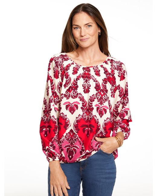 Talbots Red Smocked Top