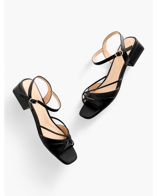Talbots White Viv Strappy Nappa Block Heel Sandals