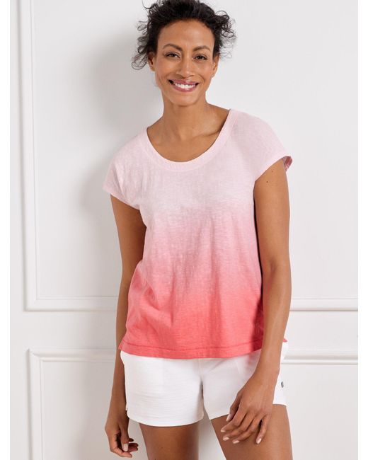 Talbots Pink Supersoft Slub Cap Sleeve T-shirt