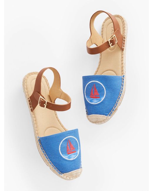 Talbots Blue Izzy Embroidered Espadrille Flats