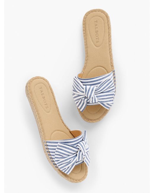 Talbots Blue Illysa Bow Espadrille Slide Sandals