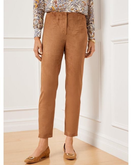 Talbots Natural Faux Suede Slim Leg Ankle Pants