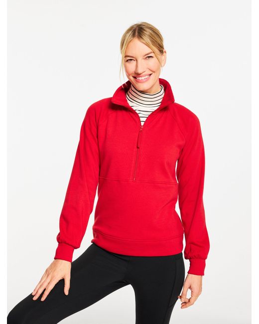Talbots Red Cozy Cloud Half-zip Pullover Sweater