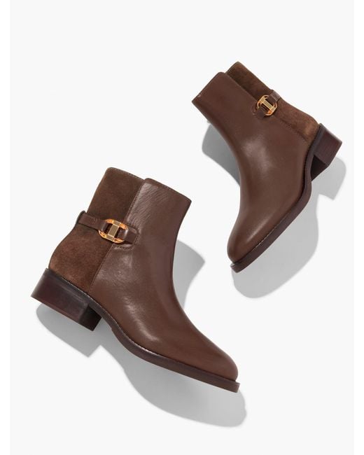 Talbots Brown Waverly Nappa Ankle Boots