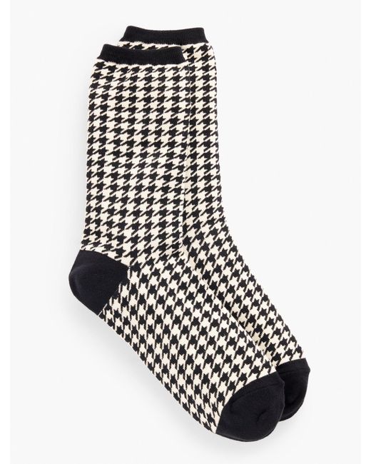 Talbots White Houndstooth Trouser Socks