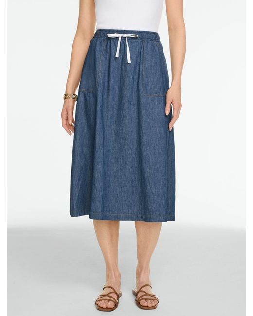 Talbots Blue Flowy Denim Fit & Flare Skirt