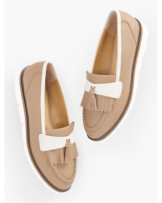 Talbots Liz Tassel Nappa Platform Loafers in White Lyst