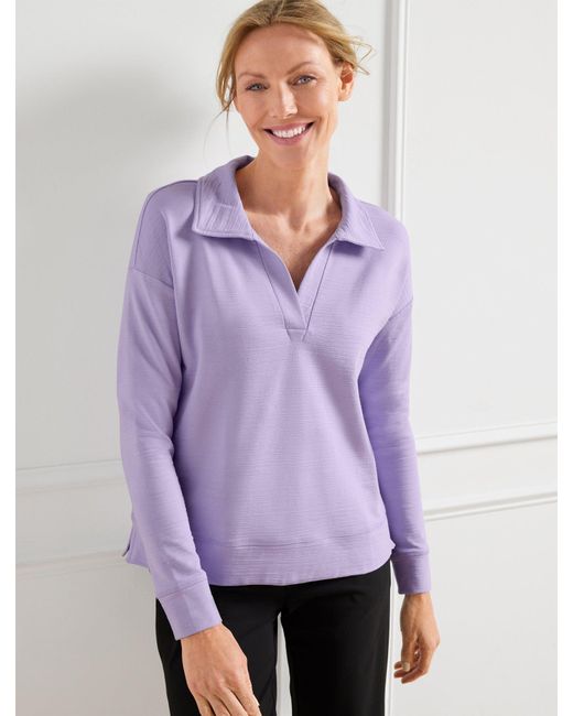 Talbots Purple Cozy Crush Johnny Collar Pullover Sweater