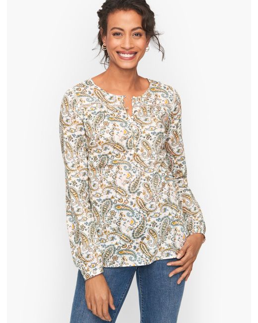 Talbots Cotton Popover Shirt in Ivory 