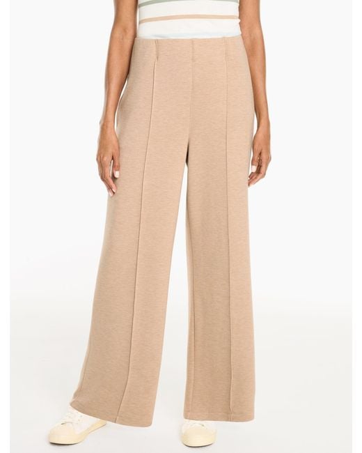 Talbots Natural Airknit Stretch Hollywood Waist Wide Leg Pants