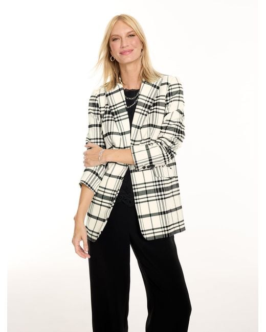 Talbots White Essex Plaid Blazer
