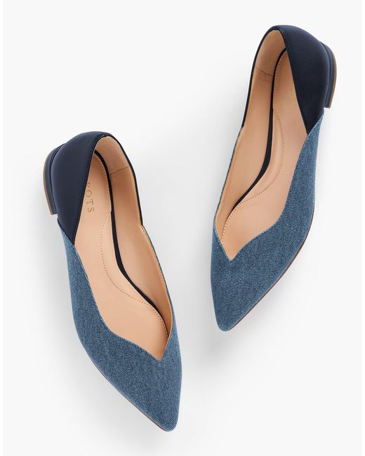Talbots Blue Portia Denim Trim Nappa Flats