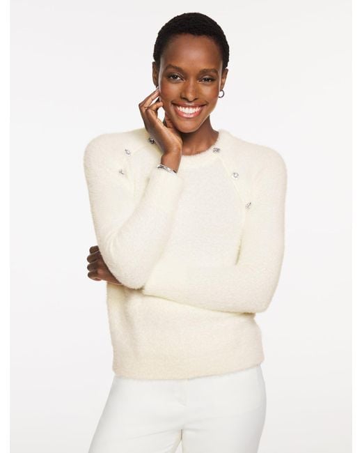 Talbots White Plush Crewneck Sweater
