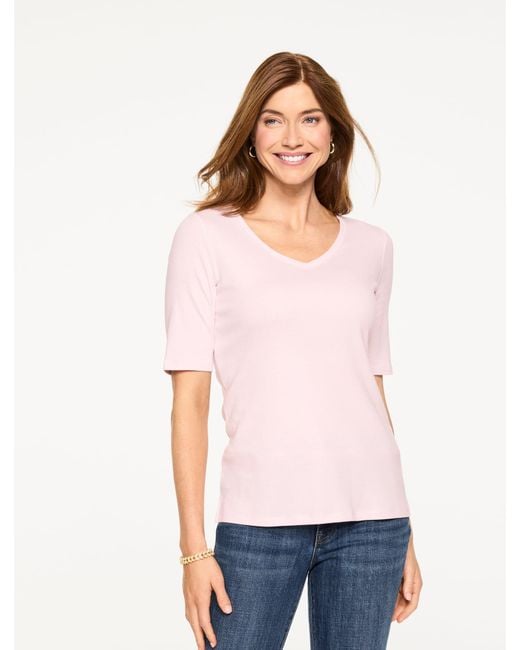 Talbots White V-neck T-shirt