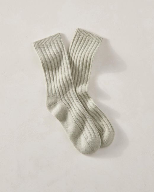 Talbots White Cashmere Blend Ribbed Socks