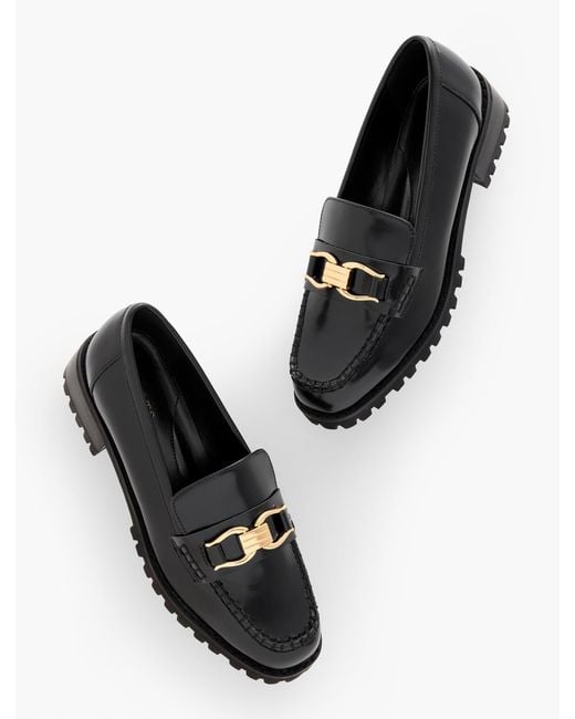 Talbots Black Gianna Leather Loafers
