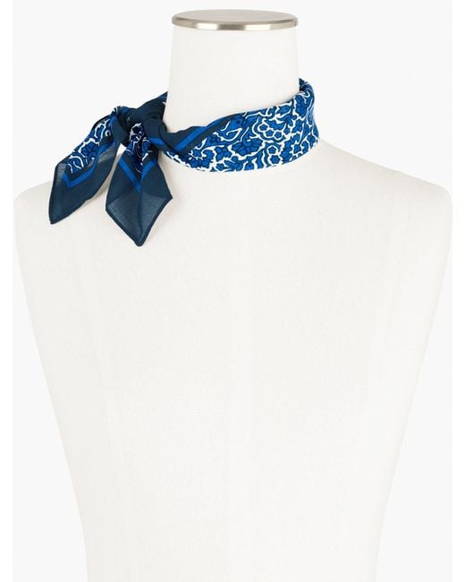 Talbots Blue Woodland Damask Neckerchief