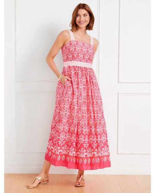 Talbots Pink Voile Fit & Flare Maxi Dress