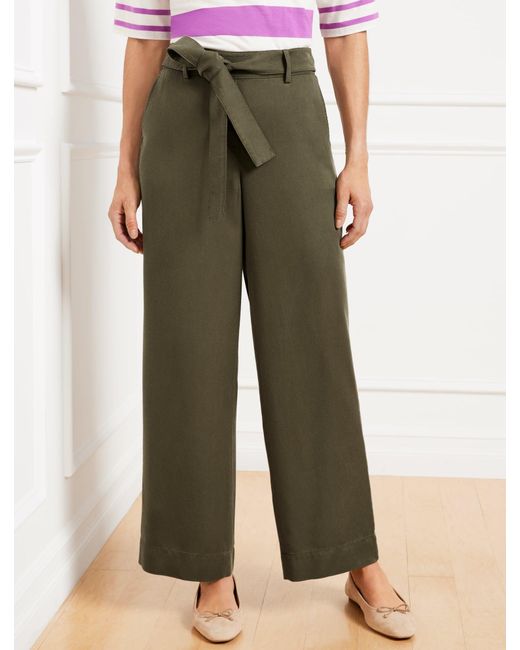 Talbots Green Belted Wide Ankle Pants