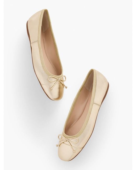 Talbots White Blaine Metallic Nappa Ballet Flats