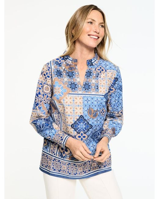 Talbots Blue Casablanca Poplin Top