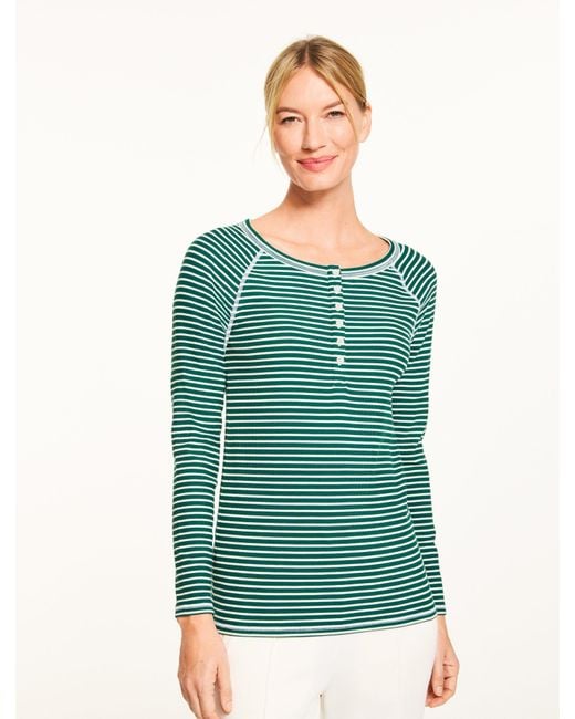 Talbots Green Ribbed Henley T-shirt