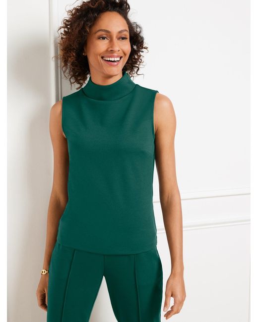 Talbots Green Passport Ponte Mockneck Shell Sweater