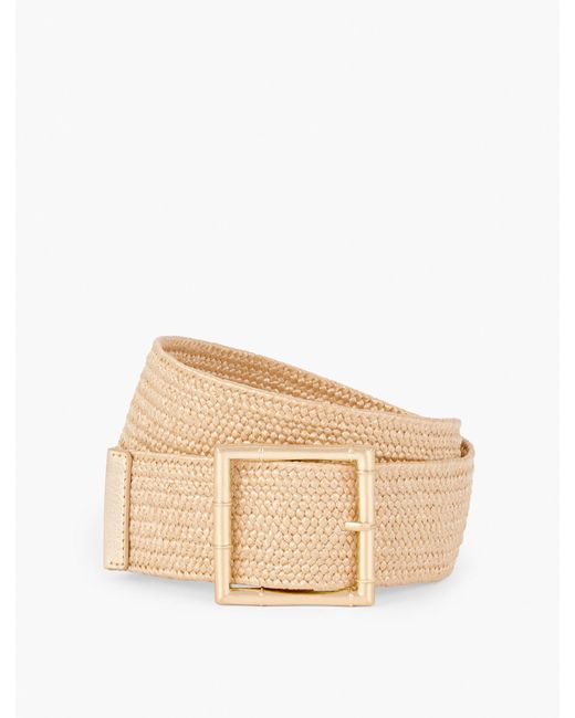 Talbots Natural Bamboo Buckle Stretch Straw Belt