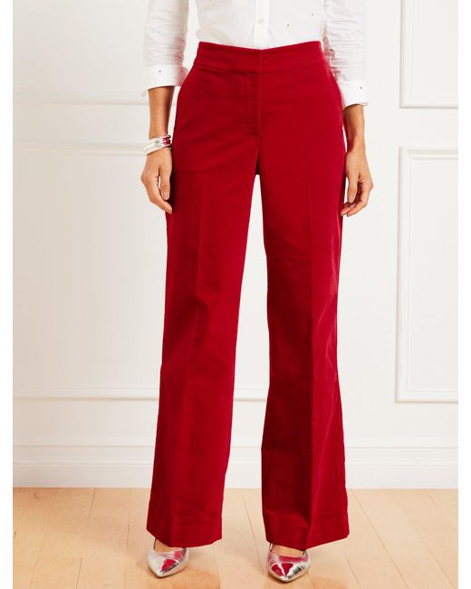 Talbots Red Velveteen Wide Leg Pants