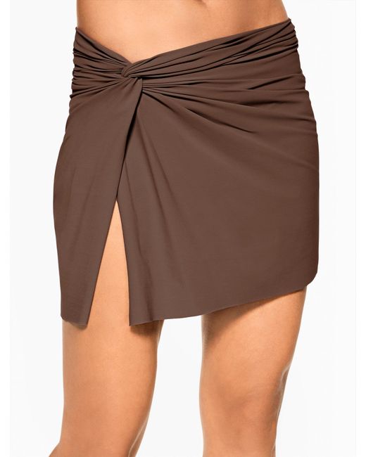 Talbots Brown Profile By Gottex® Twist Front Cover-up Swim Skirt