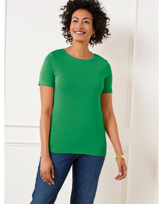 Talbots Green Pima Cotton Crewneck T-shirt