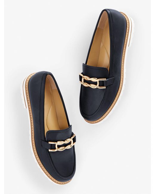 Talbots Blue Laura Link Nappa Loafers