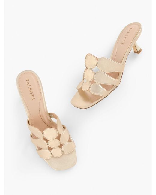 Talbots Natural Sabel Metallic Nappa Flare Heel Sandals