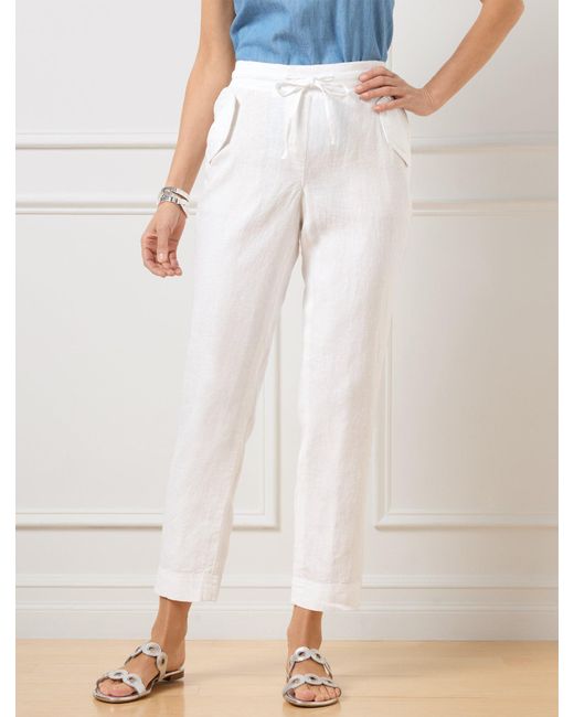 Talbots White Pull-on Washed Linen Jogger Pants