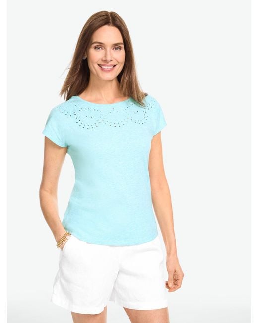 Talbots Blue Eyelet Seashell T-shirt