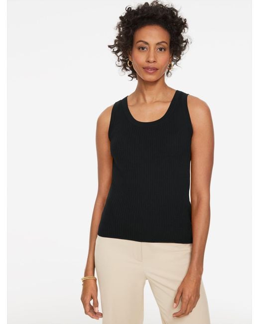 Talbots Black Ribbed Scoop Neck Tank Top