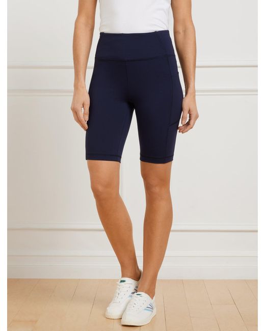 Talbots Blue Performance Interlock High Waist Bike Shorts