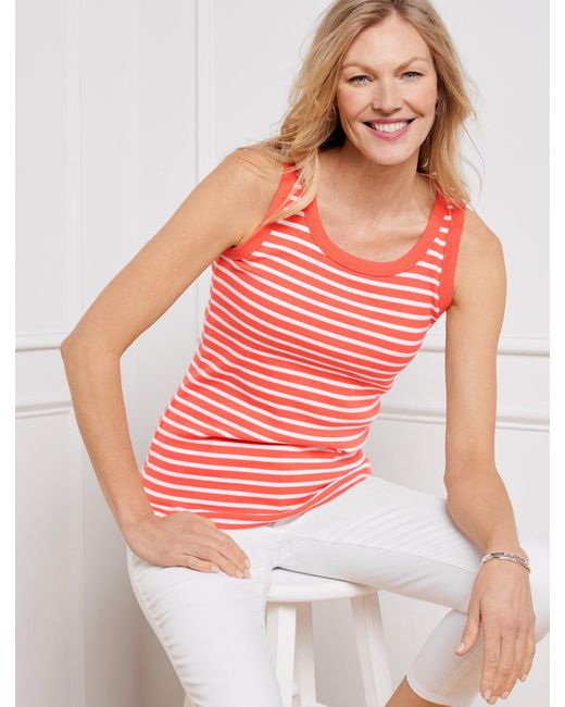 Talbots Red Ribbed Tank Top