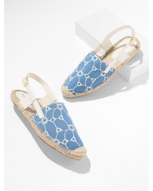 Talbots Blue Isla Floral Chambray Espadrille Slingback Flats