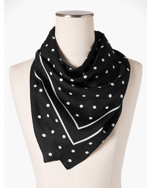 Talbots Black Garden Dot Square Scarf