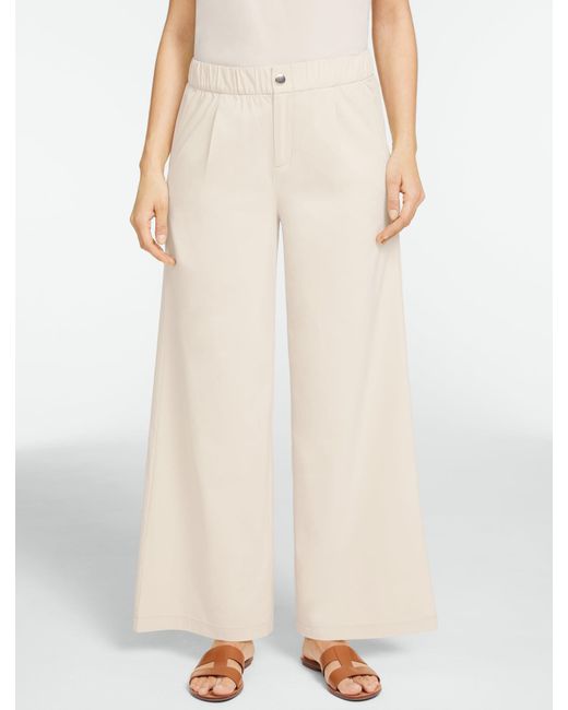 Talbots Natural Lightweight Woven Stretch Wide Leg Pull-on Pants