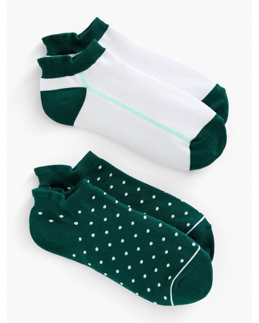 Talbots Green T By Pin Dot 2-pack Ankle Socks