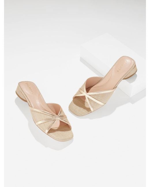 Talbots Natural Val Block Heel Slides